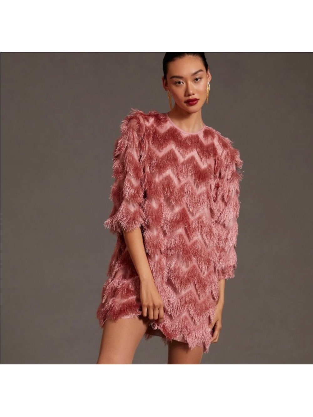 Hutch Anthropologie Fringed Chevron Mini Dress Small